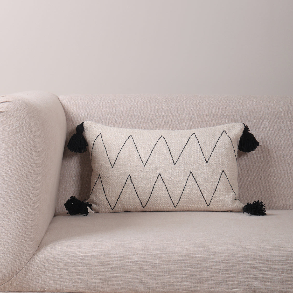 Parin Zig-Zag Embroidered Cotton Cushion