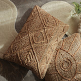 Zea Embroidered Jute-Cotton Cushion